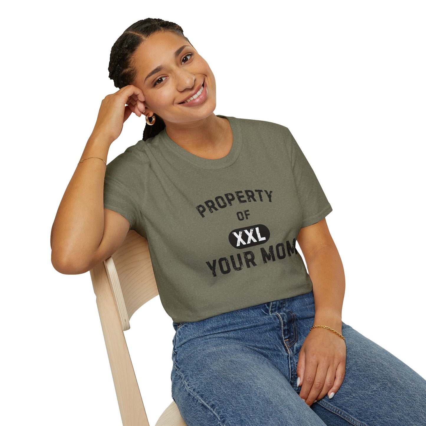 Property of Your Mom - Unisex Softstyle T-Shirt - Funny Family Humor Tee - Your Mom's Outfitters