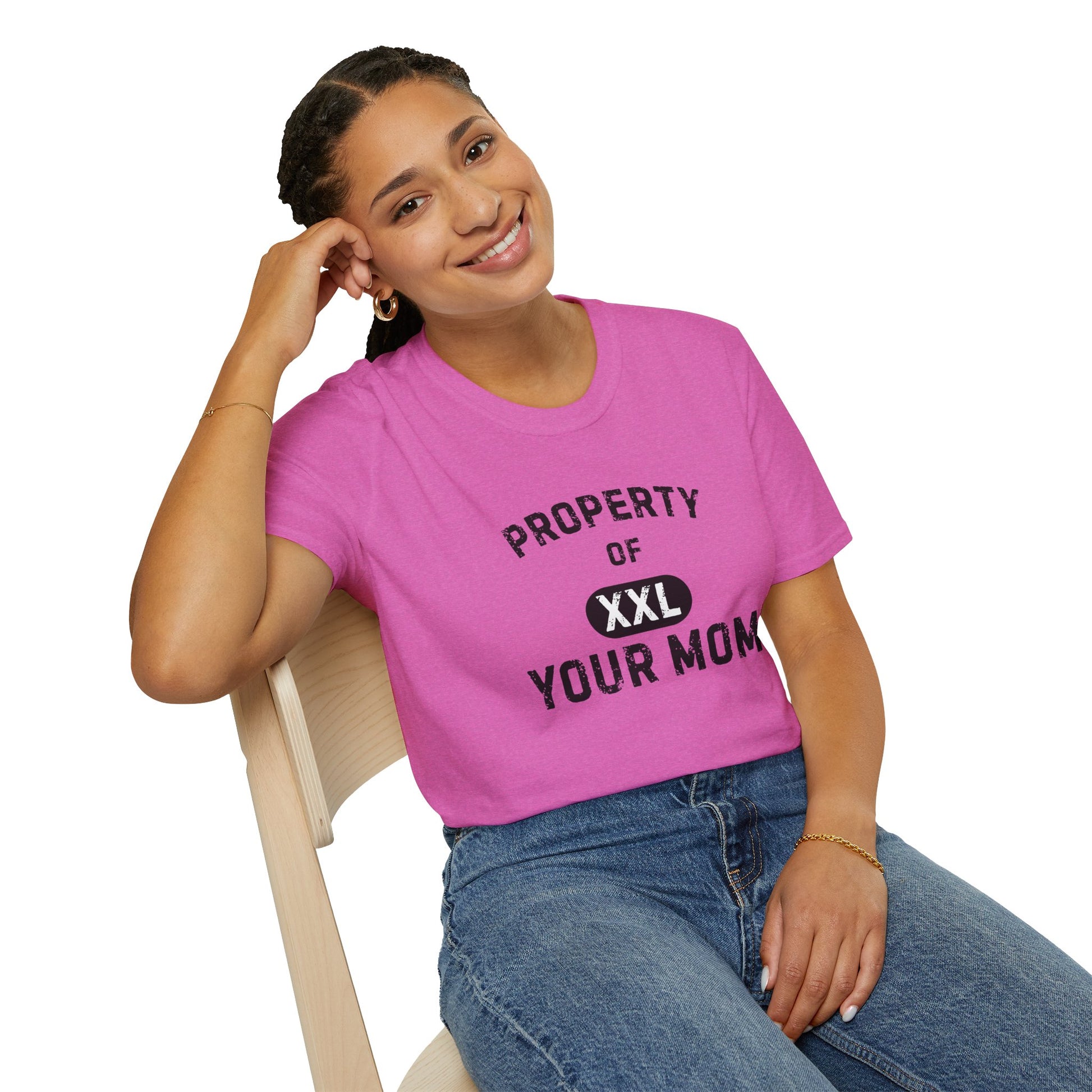 Property of Your Mom - Unisex Softstyle T-Shirt - Funny Family Humor Tee - Your Mom's Outfitters