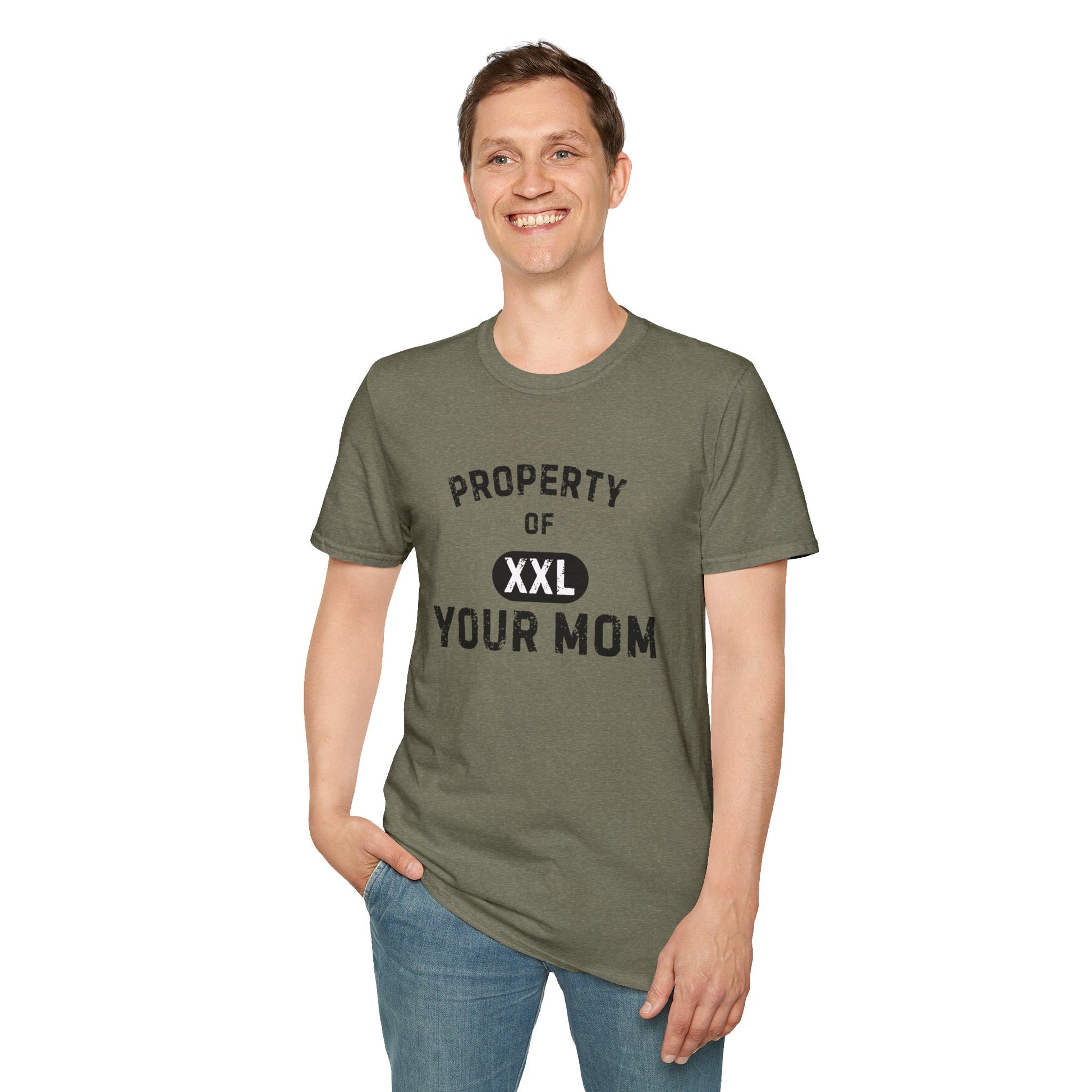 Property of Your Mom - Unisex Softstyle T-Shirt - Funny Family Humor Tee - Your Mom's Outfitters
